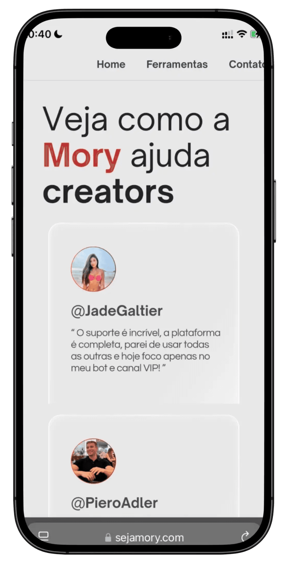 App Mory no celular